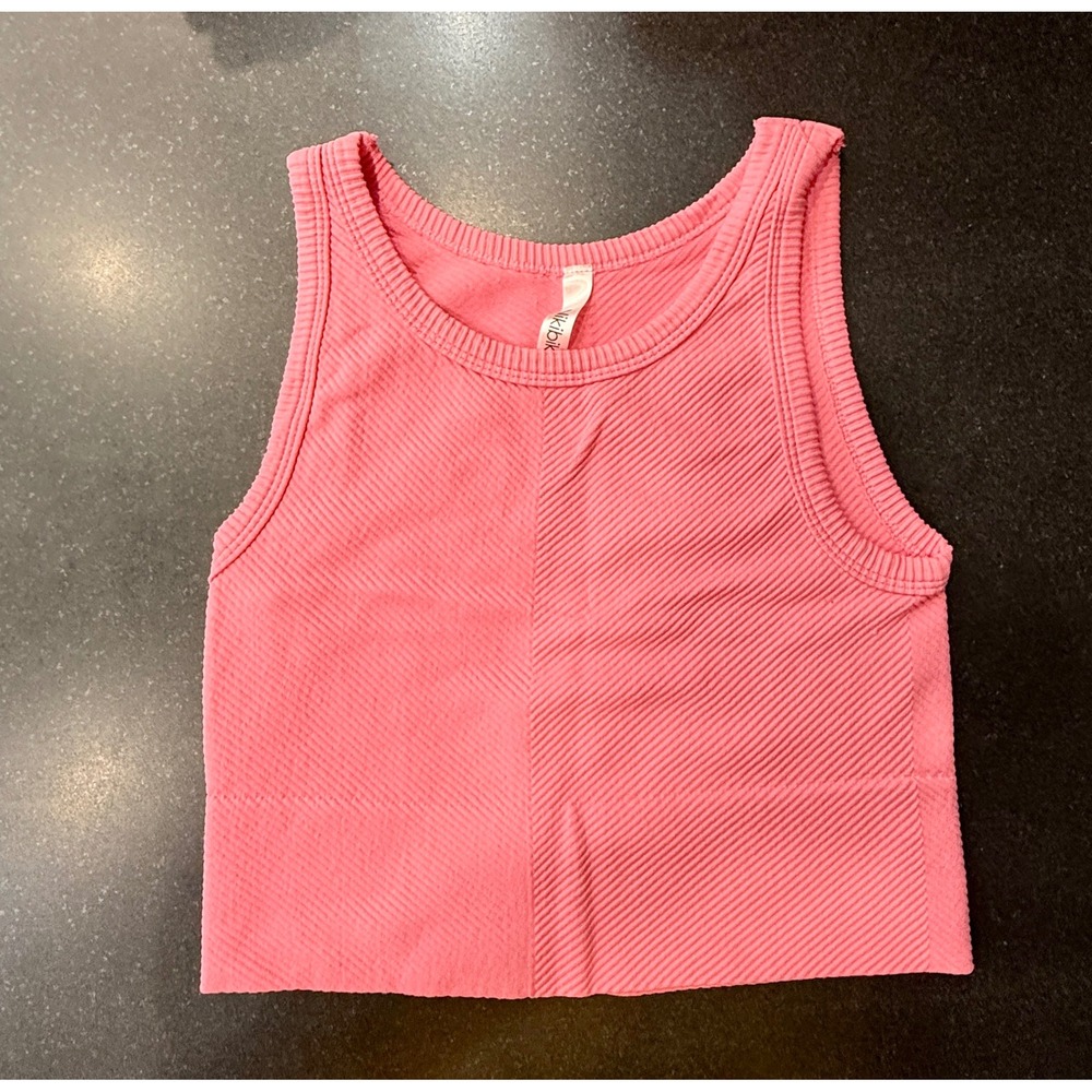 Nikibiki Tank Top One Size Pink Ribbed Seamless Crop Barbiecore Coquette
